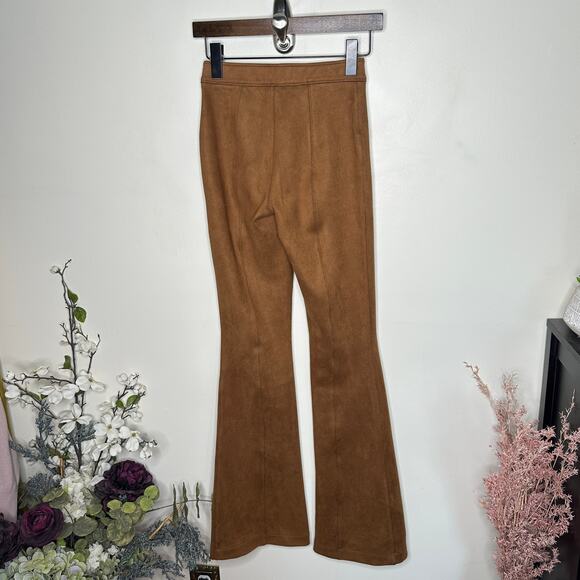 SPANX Faux Suede Flare Pant Camel Brown Sz XS {G18} - Picture 4 of 7